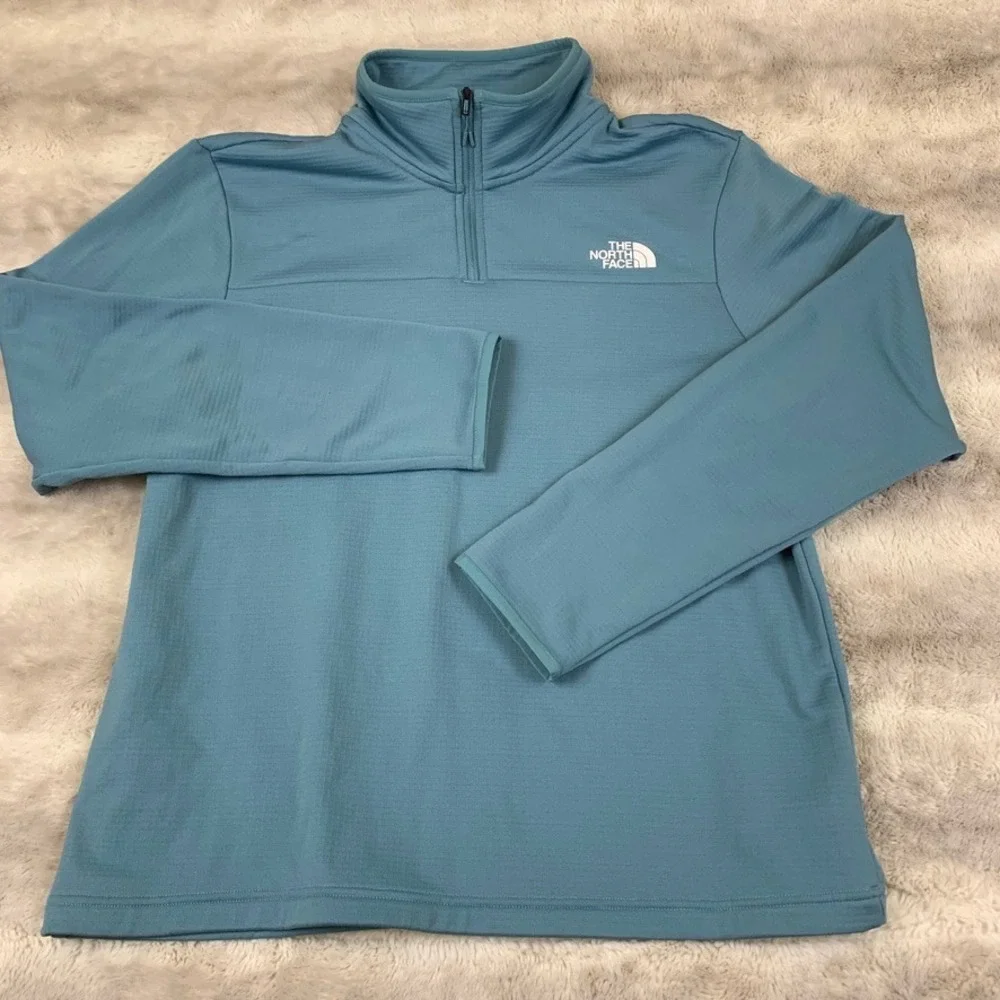 The North Face Mens Quarter Zip Grid Fleece‎ Pullover Blue NF0A8AZE Large